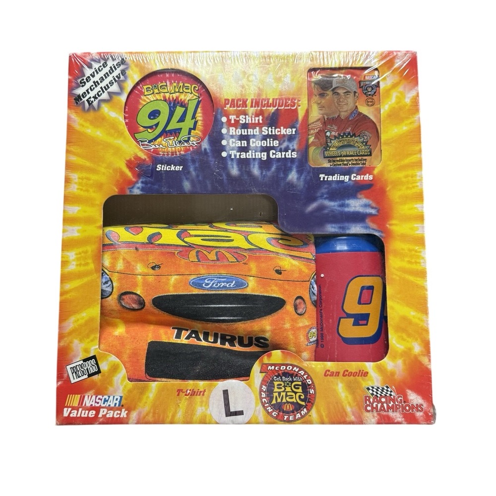 McDonalds Big Mac Racing Team NASCAR 1998 Value‎ Pack T Shirt Coolie Cards New L
